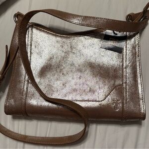 FRYE Metallic silver Rose Goldish Crossbody Bag